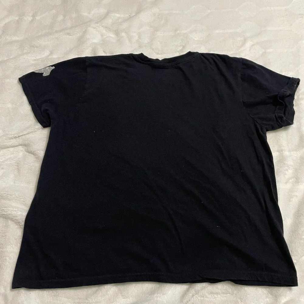 True Religion T-Shirt Mens Medium Black Silver Horseshoe Logo Short Sleeve Tee